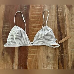 SKIMS Striped Triangle Bralette in White and Light Blue